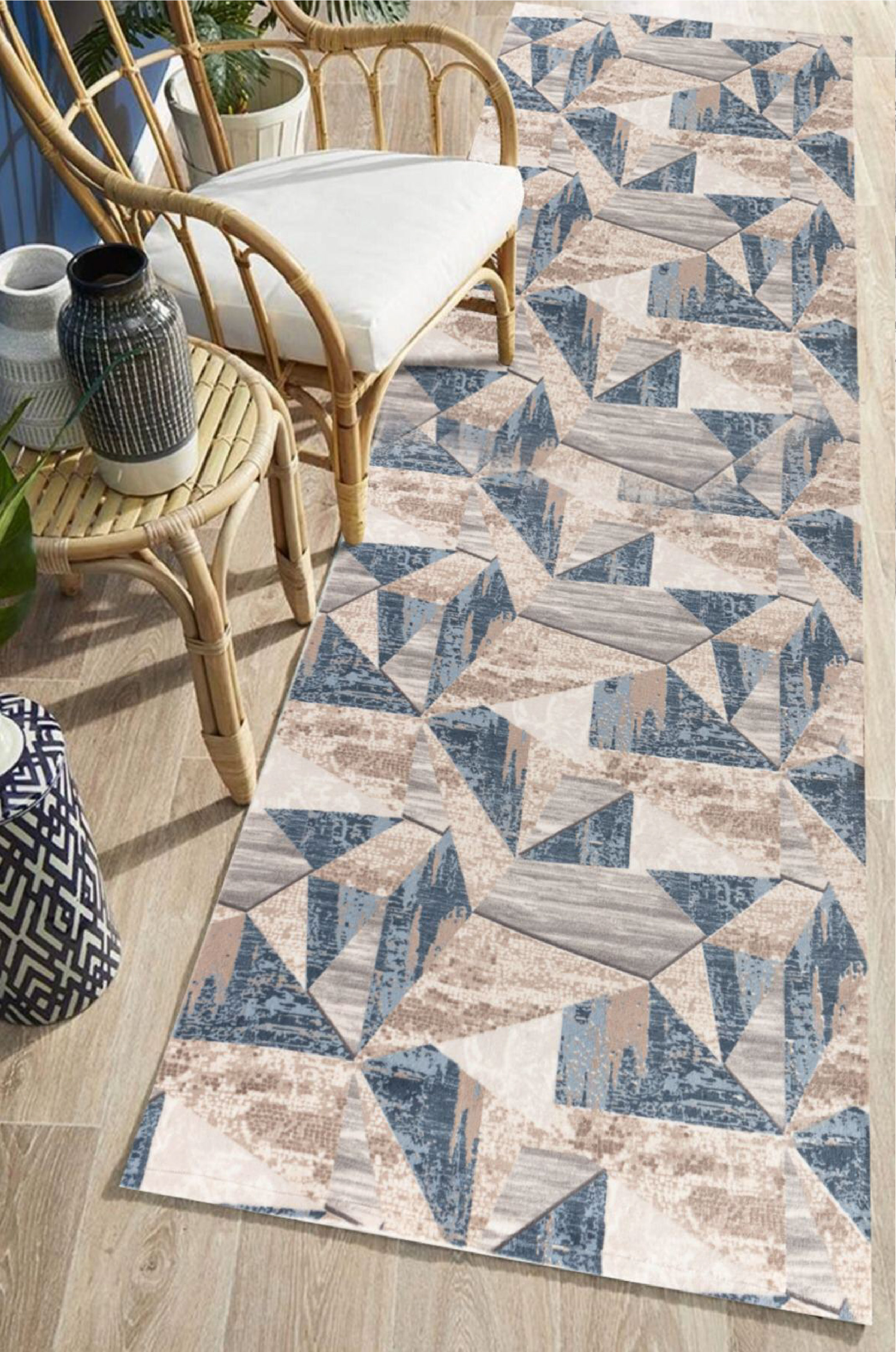 Quality Carpet Mozaik Mavi Kesme Yikanabilir Hali 80 cm'lik | YIKANABILIR HALILAR | Kesme Rulo Halilar 