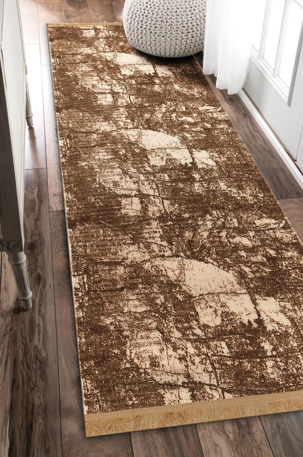 Quality Carpet Tas Kahve Kesme Yikanabilir Hali 120 cm'lik | YIKANABILIR HALILAR | Kesme Rulo Halilar 